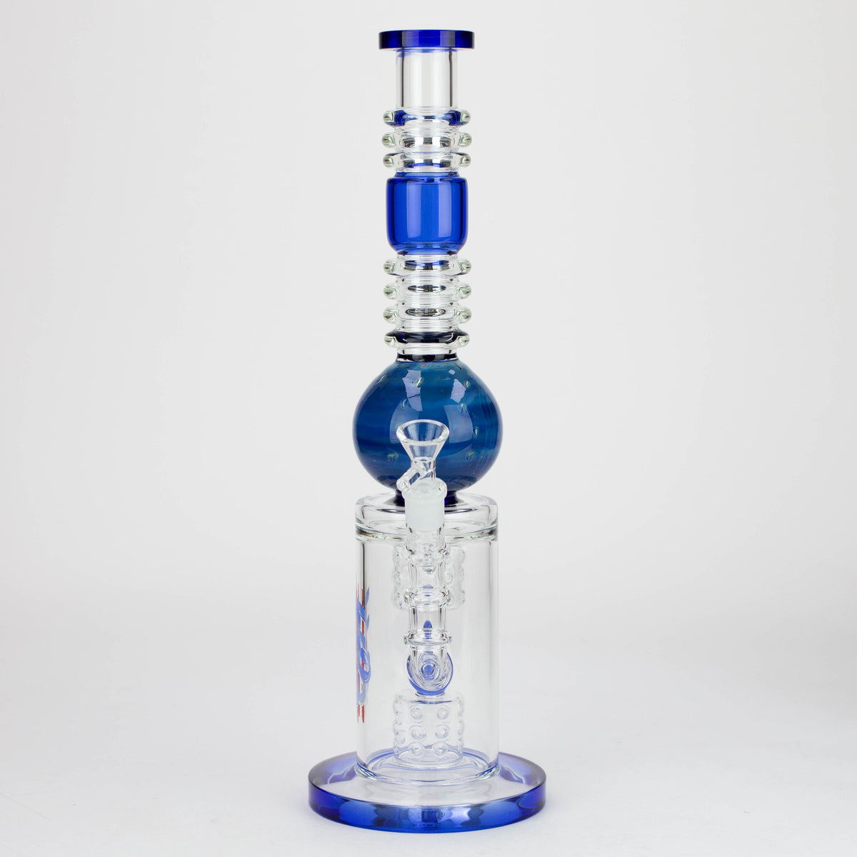 Front View of the H2O | 15-Inch Double Drum Diffuser Bong with Sphere Perc