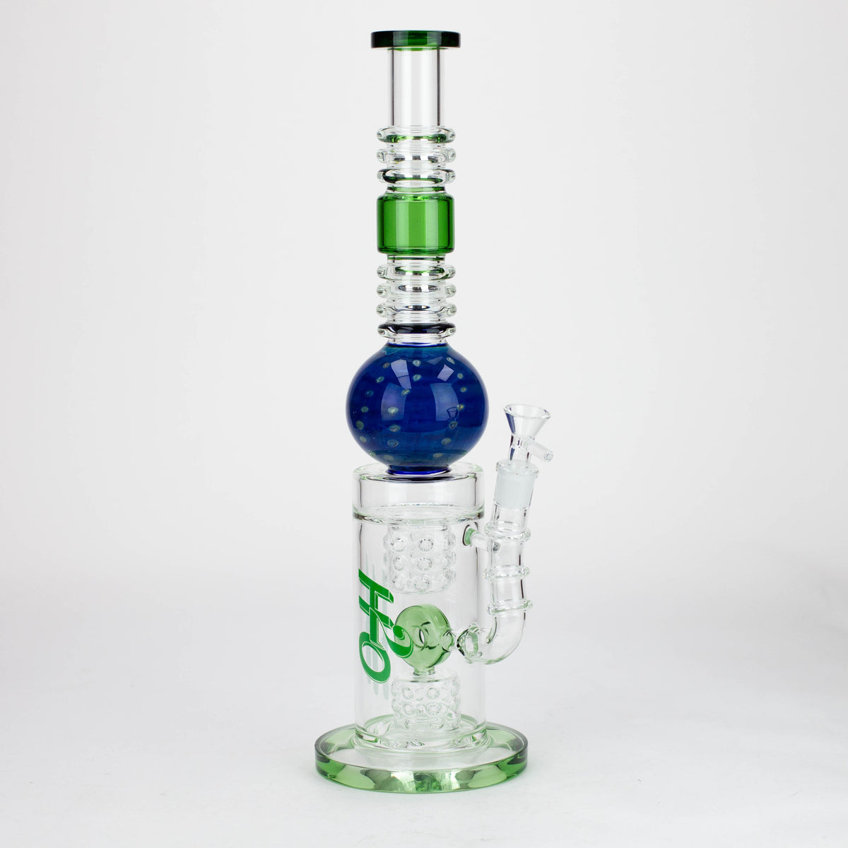 H2O | 15-Inch Double Drum Diffuser Bong in Green