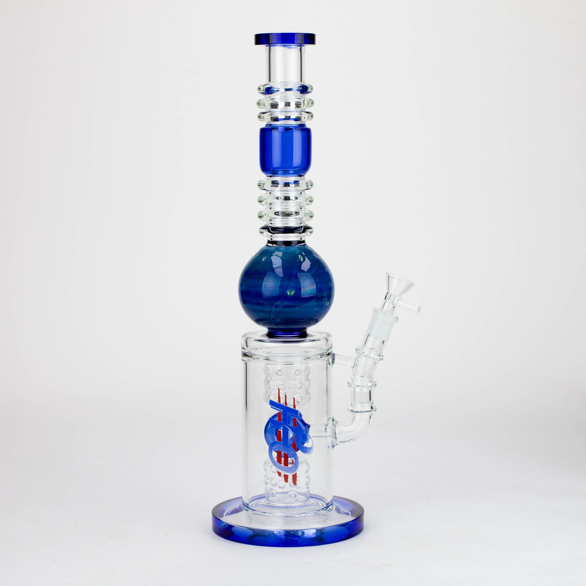 Side View of the Blue H2O | 15-Inch Double Drum Diffuser Bong