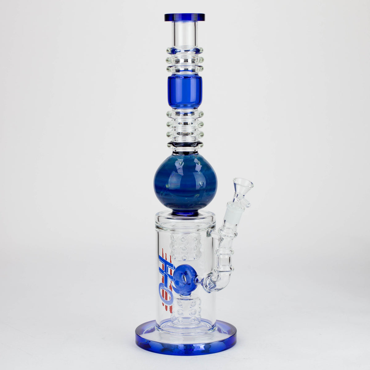 H2O | 15-Inch Double Drum Diffuser Bong with Gold Fumed Sphere Percolator