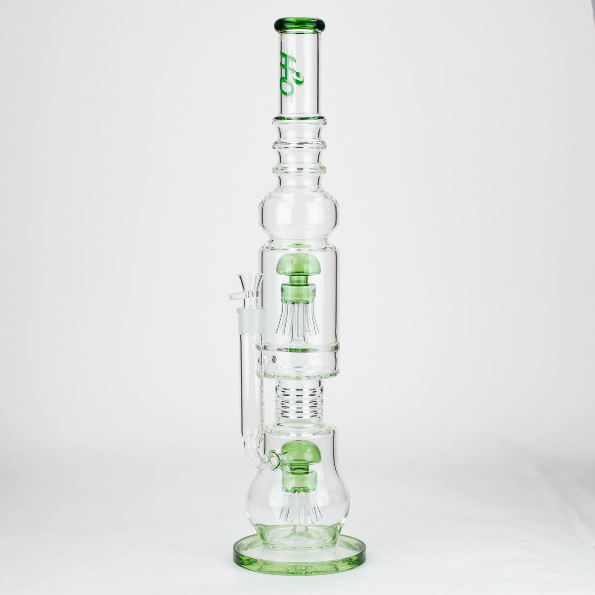 H2O 21-inch Big Dual Percolator Glass Bong in Green