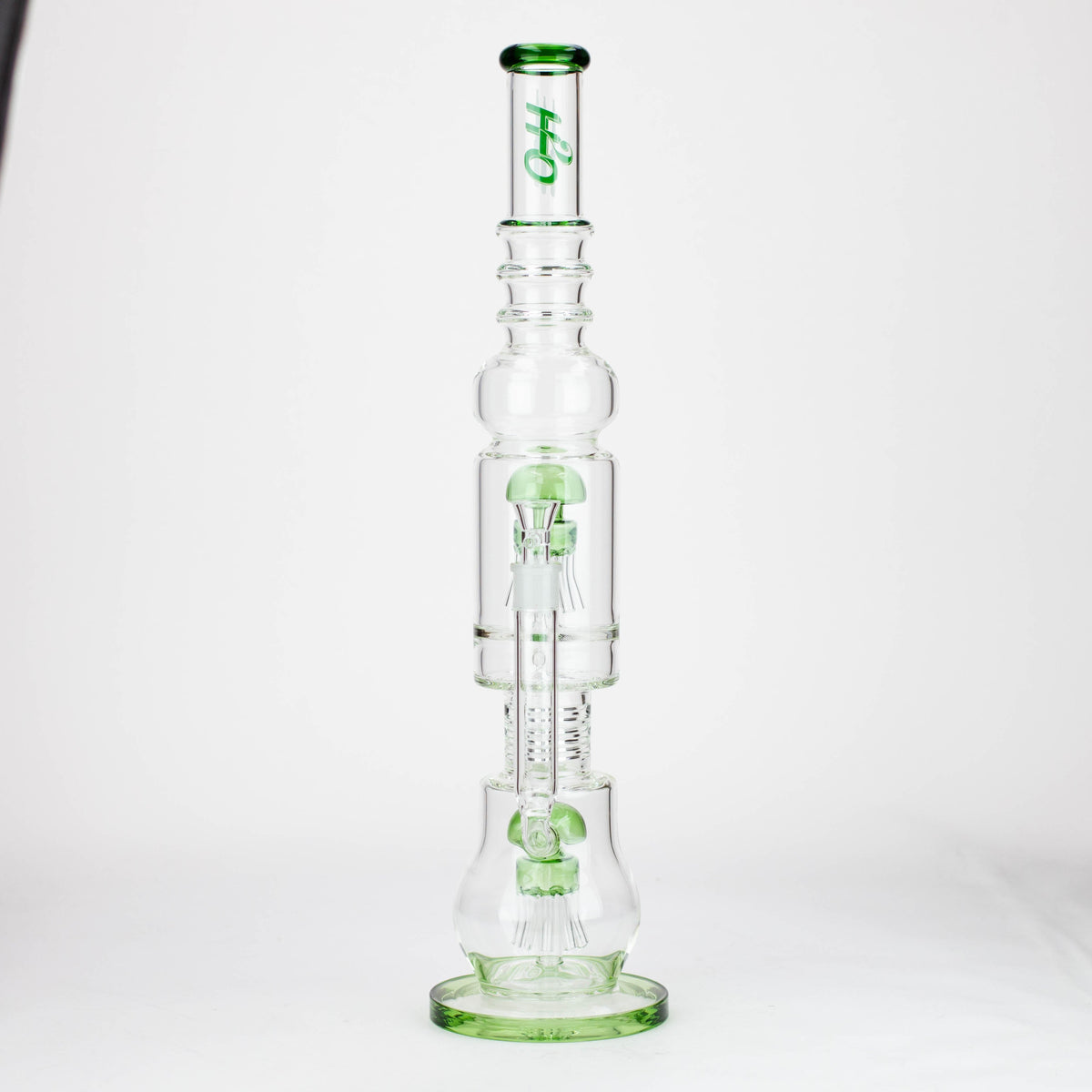 Front View of the H2O 21-inch Dual Percolator Glass Bong