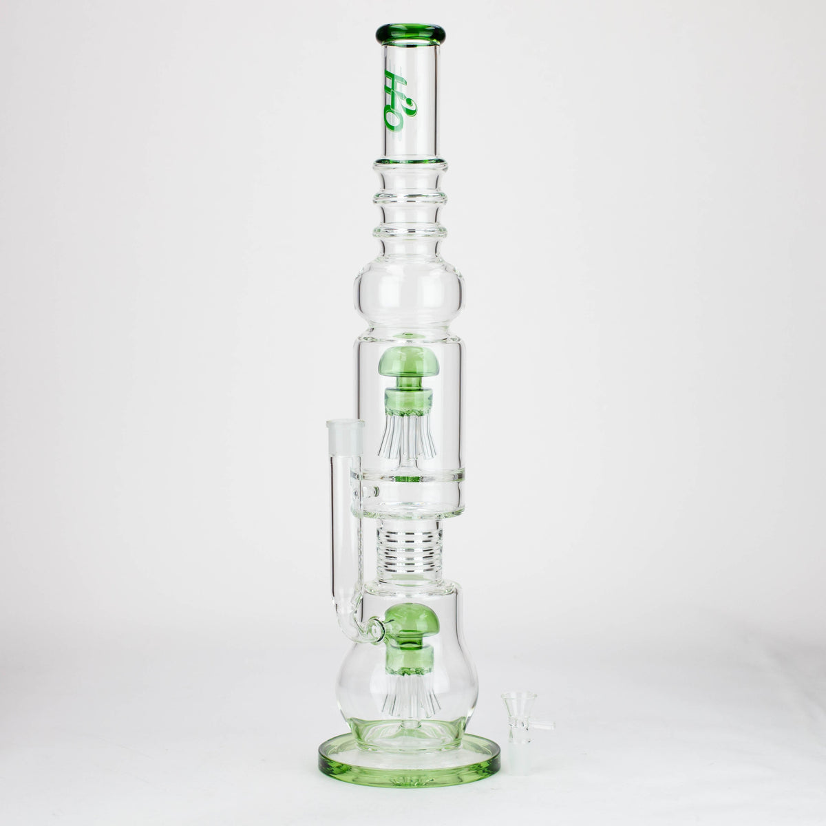 H2O 21-inch Dual Percolator Glass Bong in Green