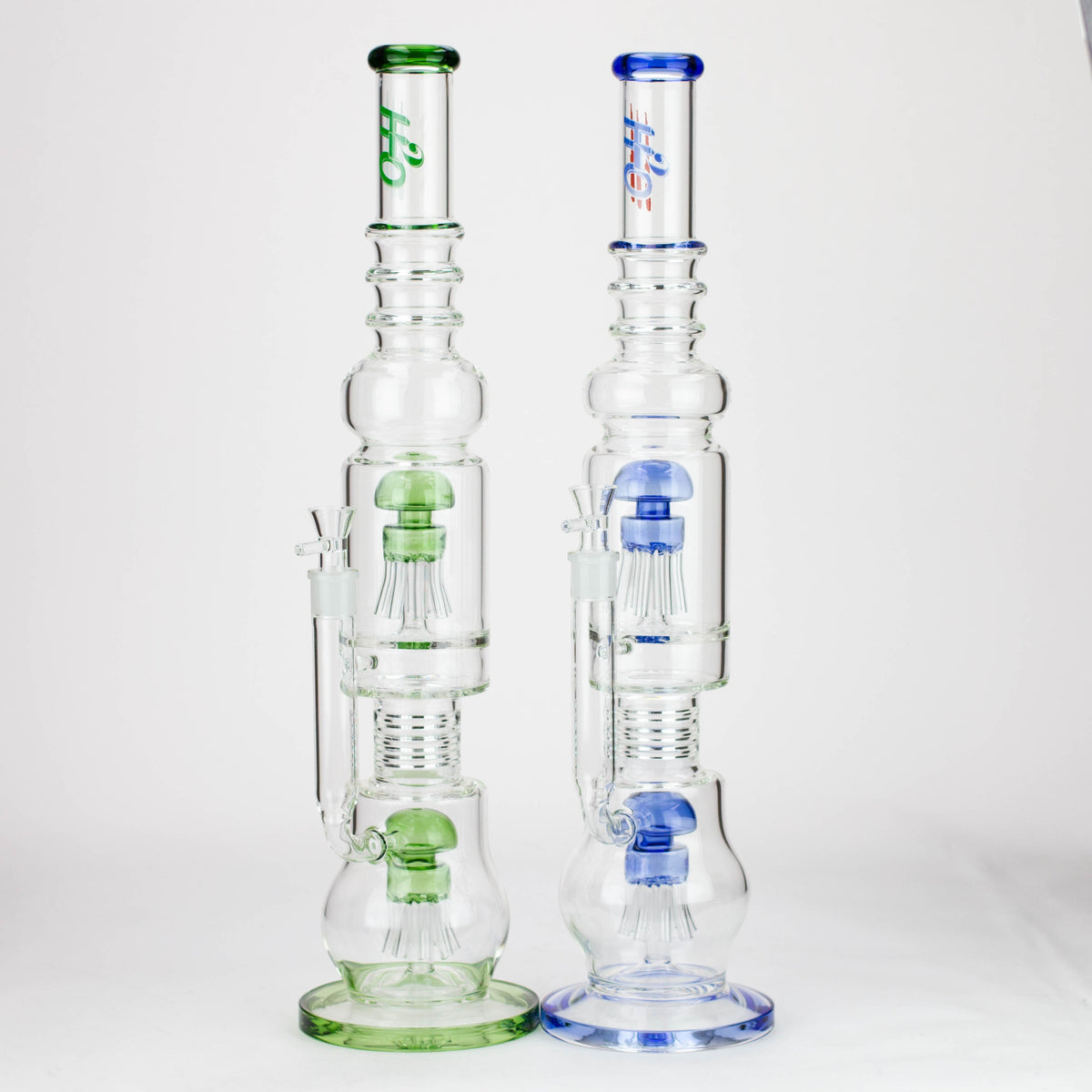 Two H2O 21-inch Dual Percolator Glass Bongs