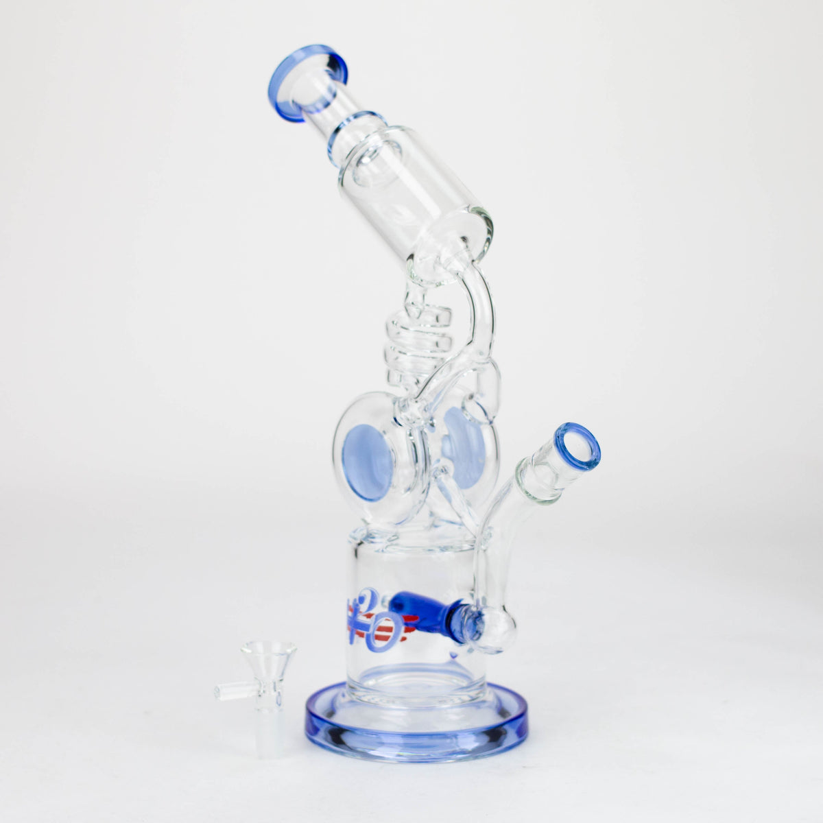 H2O 10 inch Telescope Recycler Bong With Inline Percolator in Blue