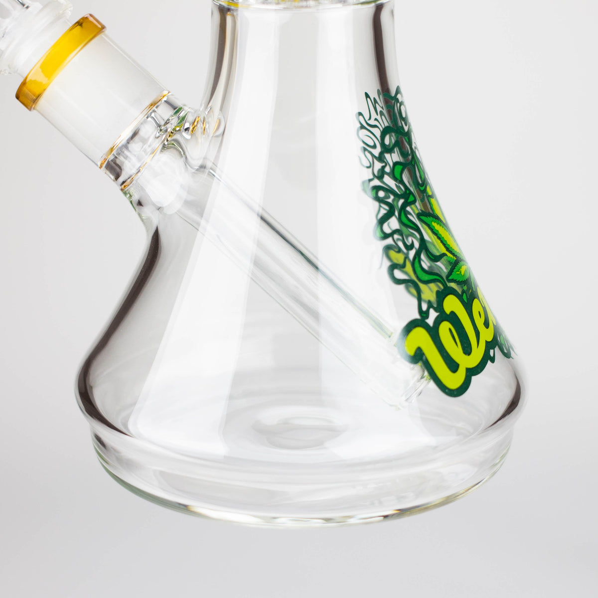 Thick Glass Base of the 11 inch Helios Beaker Bong With Showerhead Perc from WENEED Glass