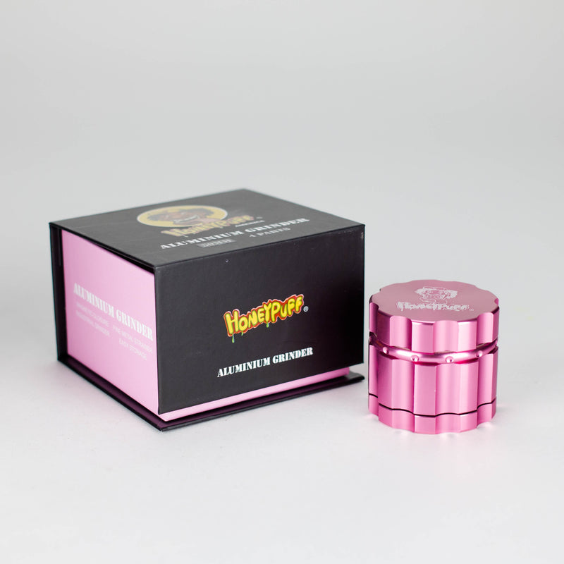 Honey Puff 4-Piece Metal Herb Grinder with Packaging