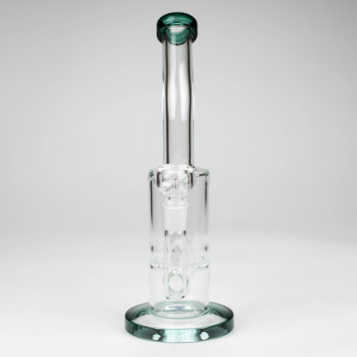 Front View of the 11 Inch Green Honeycomb Diffuser Bong 