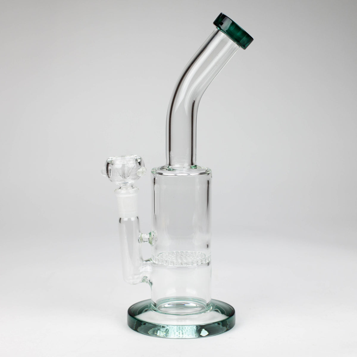 Side View of the Green 11 Inch Honeycomb Diffuser Bong 