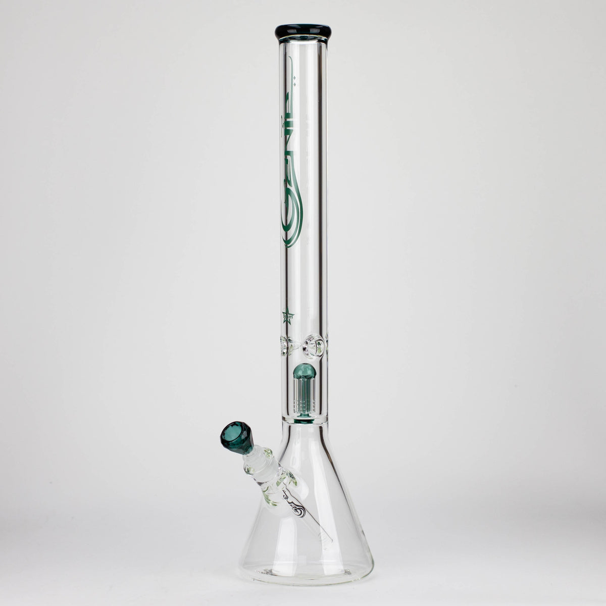 24" Huge Beaker Bong With Tree Perc by GENIE Glass in Green