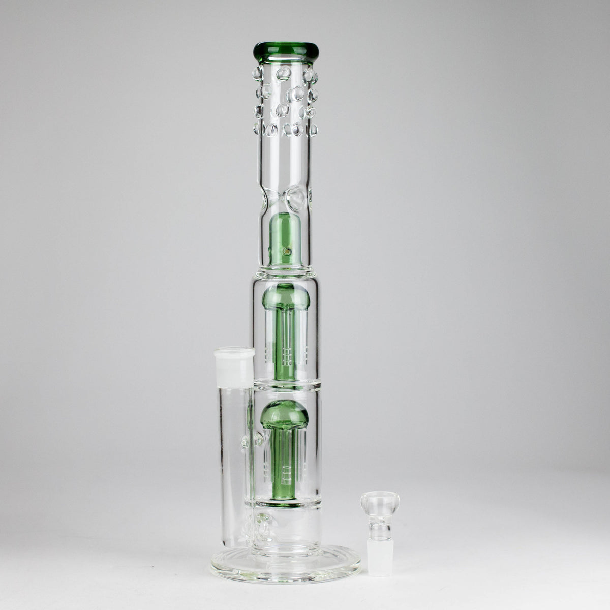Huge Triple-Perc Straight Tube Bong in Green