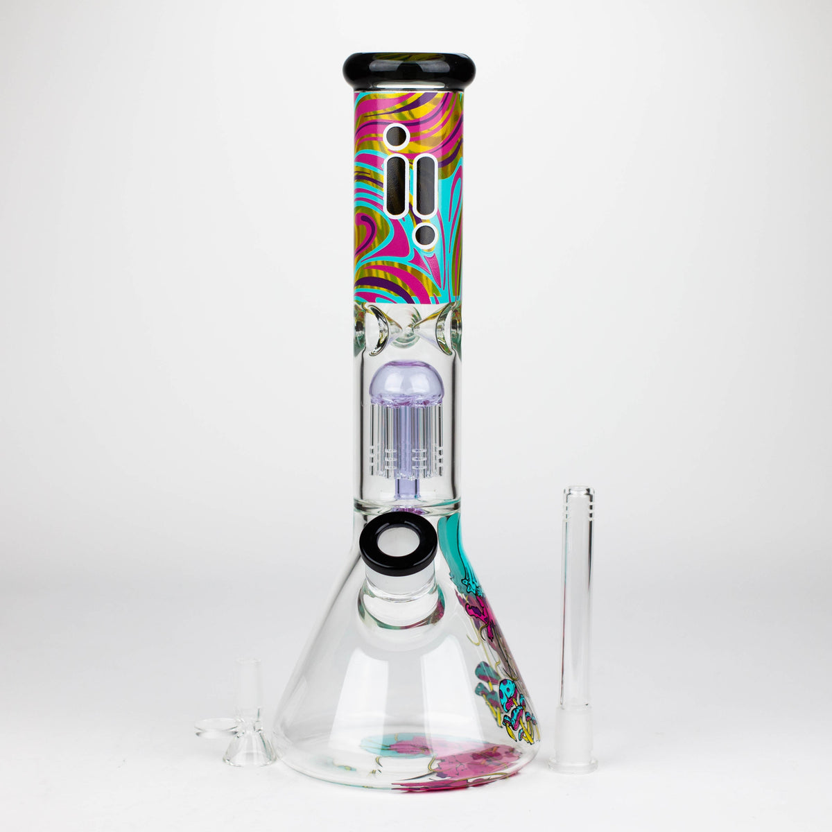 Infyniti 14 inch Untamed Jellyfish Perc Beaker Bong with bowl piece and downstem