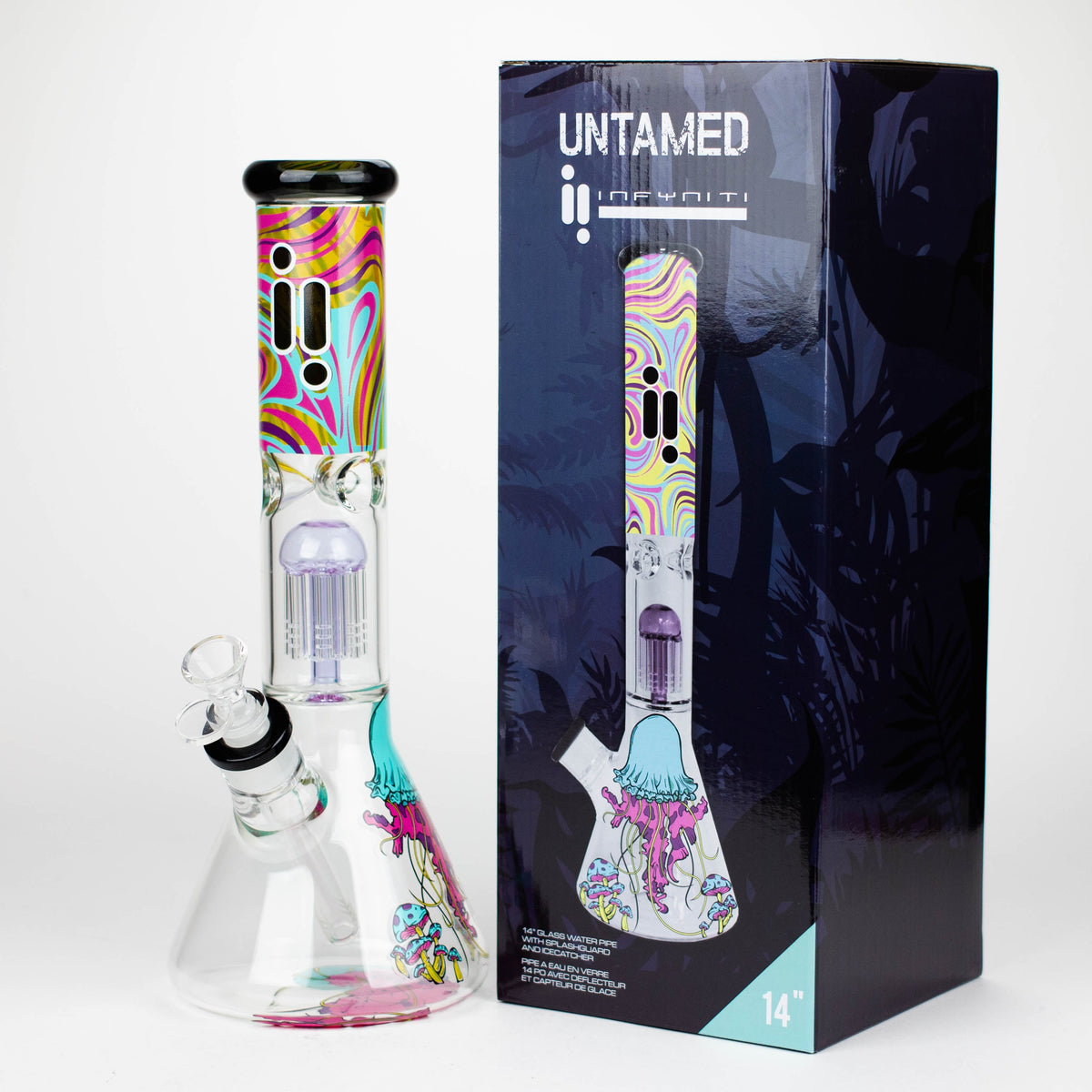 Infyniti 14 inch Untamed Jellyfish Perc Beaker Bong 