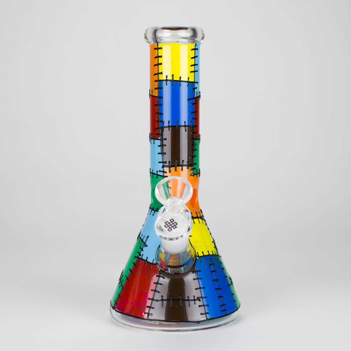 Front View of the 9-Inch Patchy Beaker Bong from Karma Glass