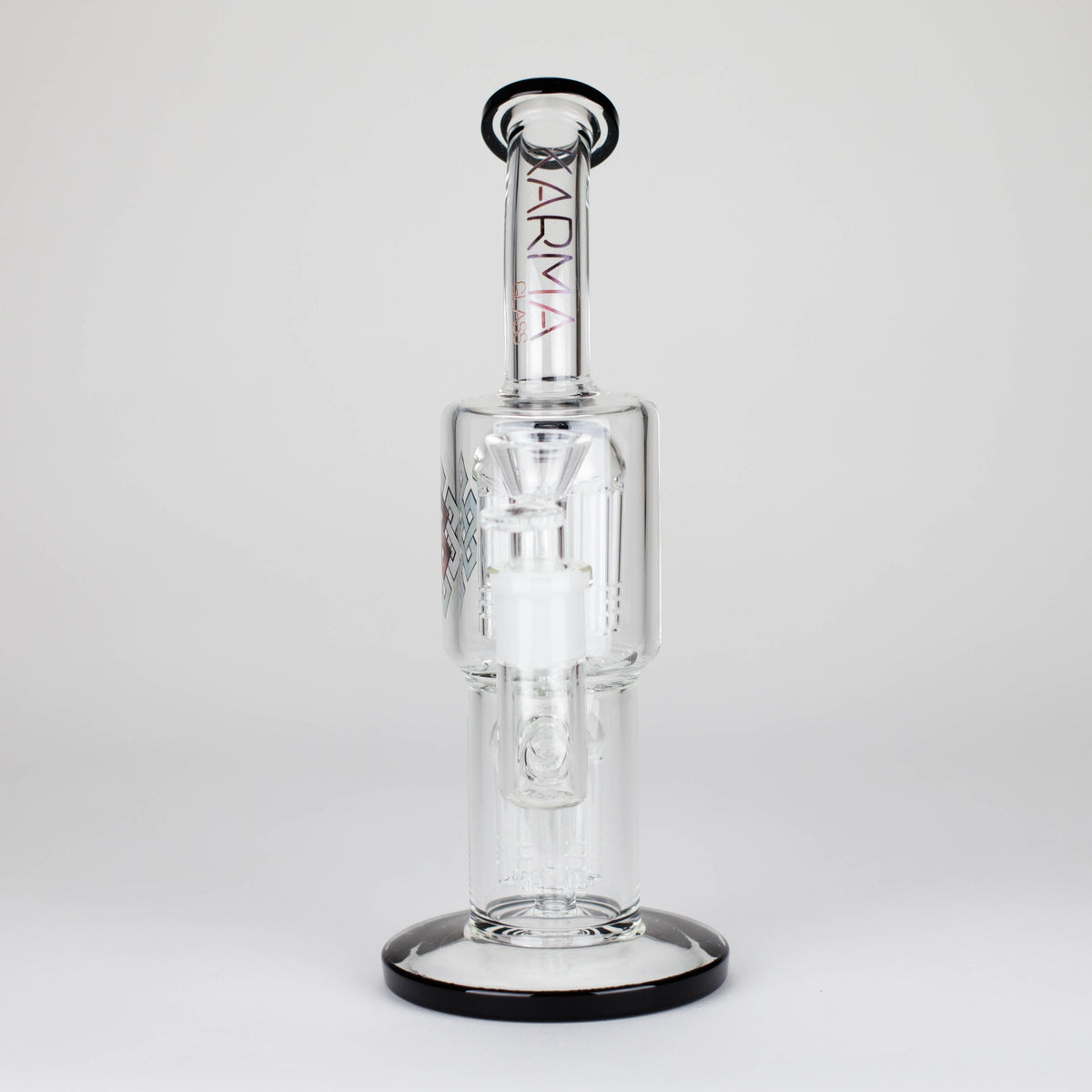 Front View of the Karma 11-Inch Dual Tree Perc Bong