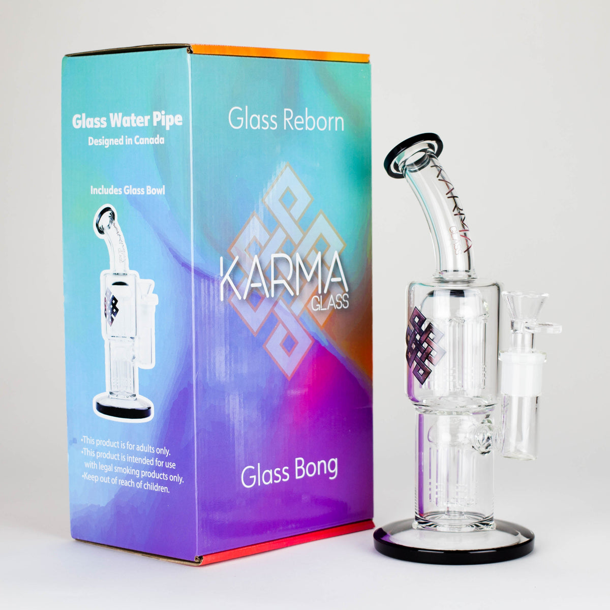 Karma 11-Inch Dual Tree Perc Bong with Packaging