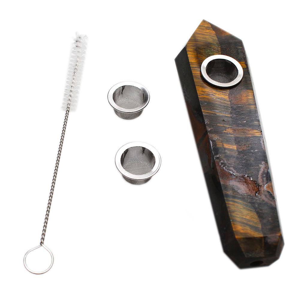 Karma Glass Tiger's Eye Crystal Hand Pipe
