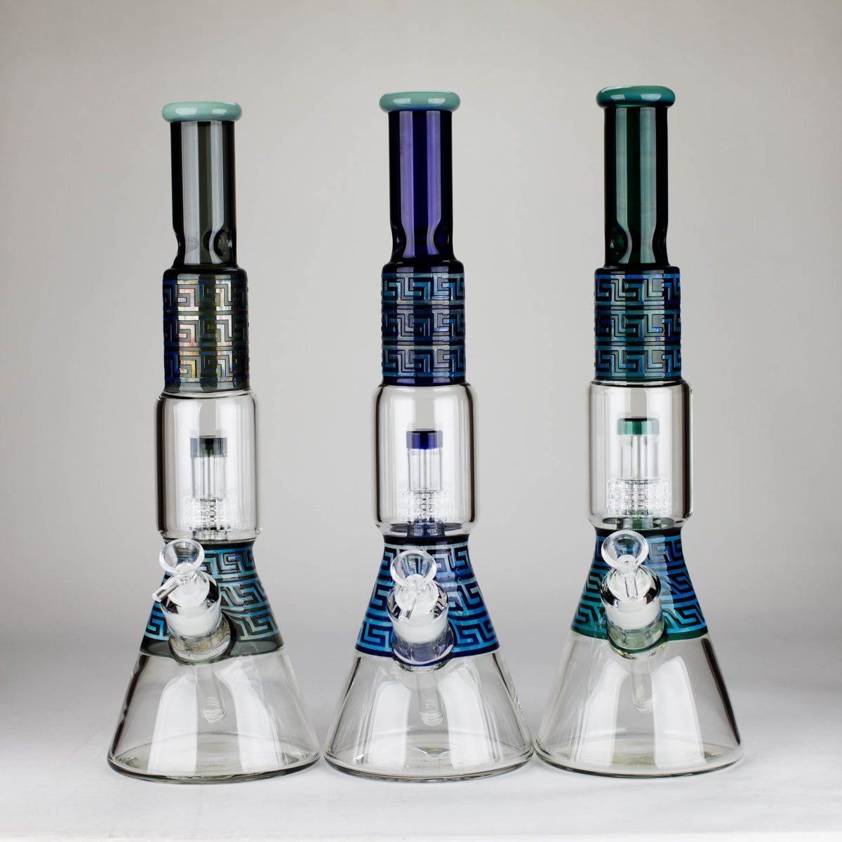 Three 17 Inch Labyrinth Beaker Bongs With Tree Perc