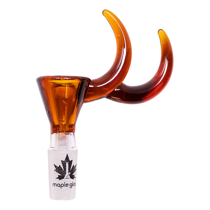 Maple Glass Double Horned Premium Bowl Piece Amber