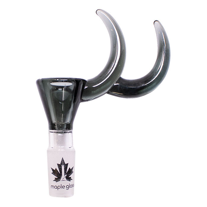 Maple Glass Double Horned Premium Bowl Piece Black