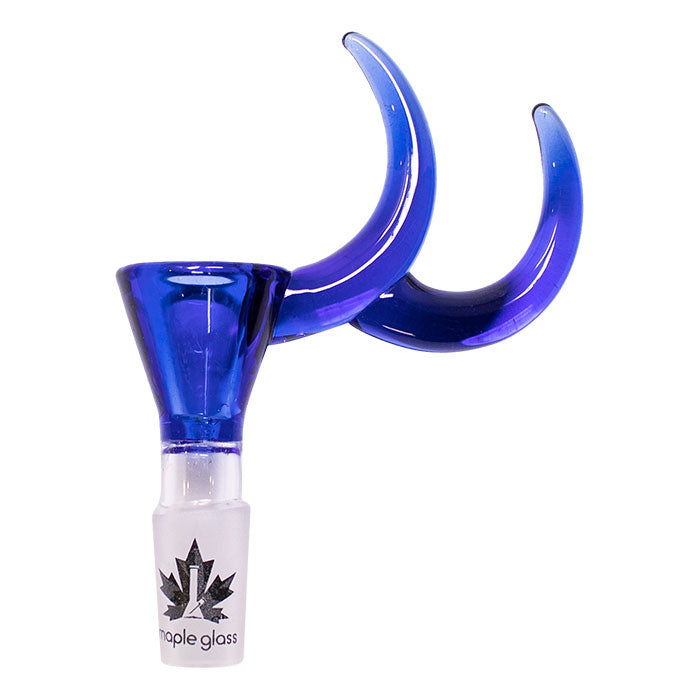 Maple Glass Double Horned Premium Bowl Piece Blue