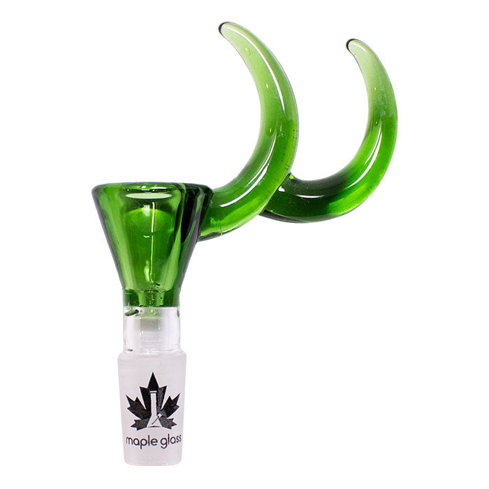 Maple Glass Double Horned Premium Bowl Piece Green