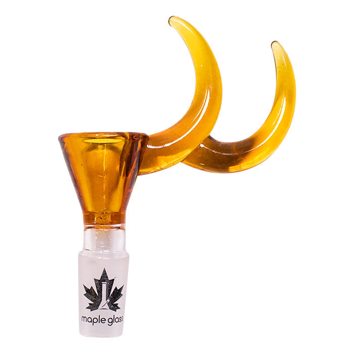 Maple Glass Double Horned Premium Bowl Piece Yellow