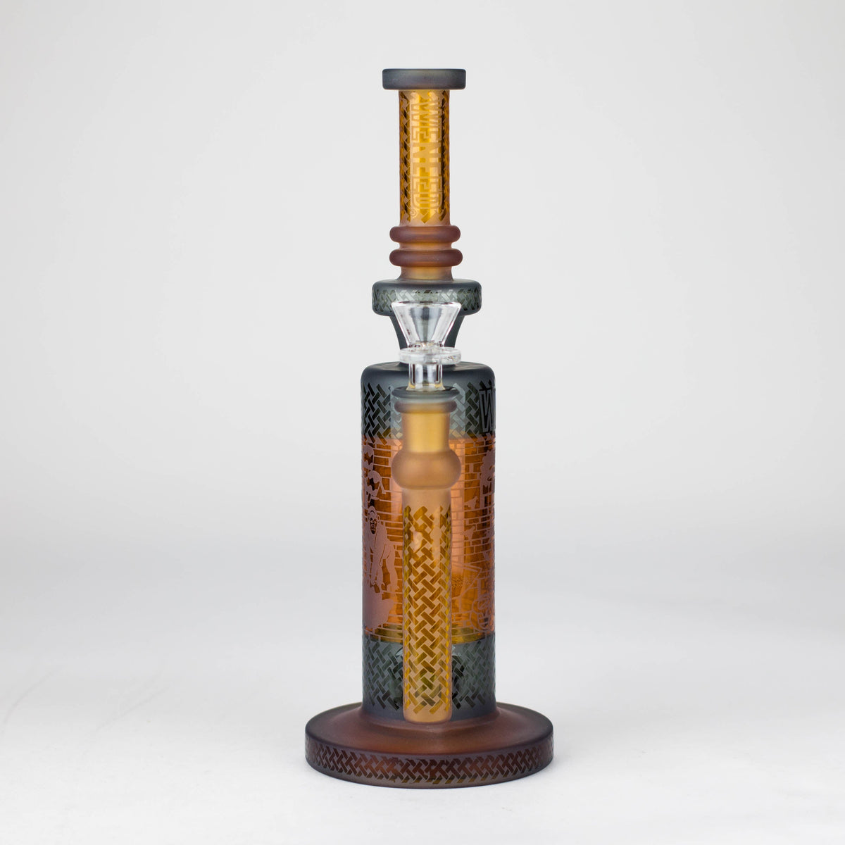 Front View of the 10 Inch Midnight Frost Straight Tube Bong in Amber