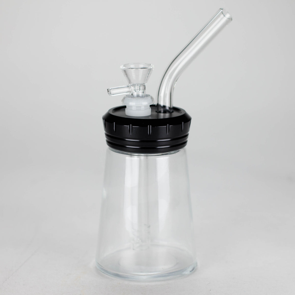 6-Inch Mini Glass Bong with Aluminum Cap in Black