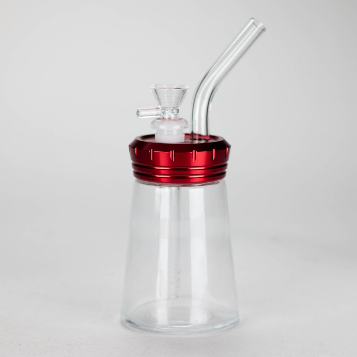 6-Inch Red Mini Glass Bong with Aluminum Cap