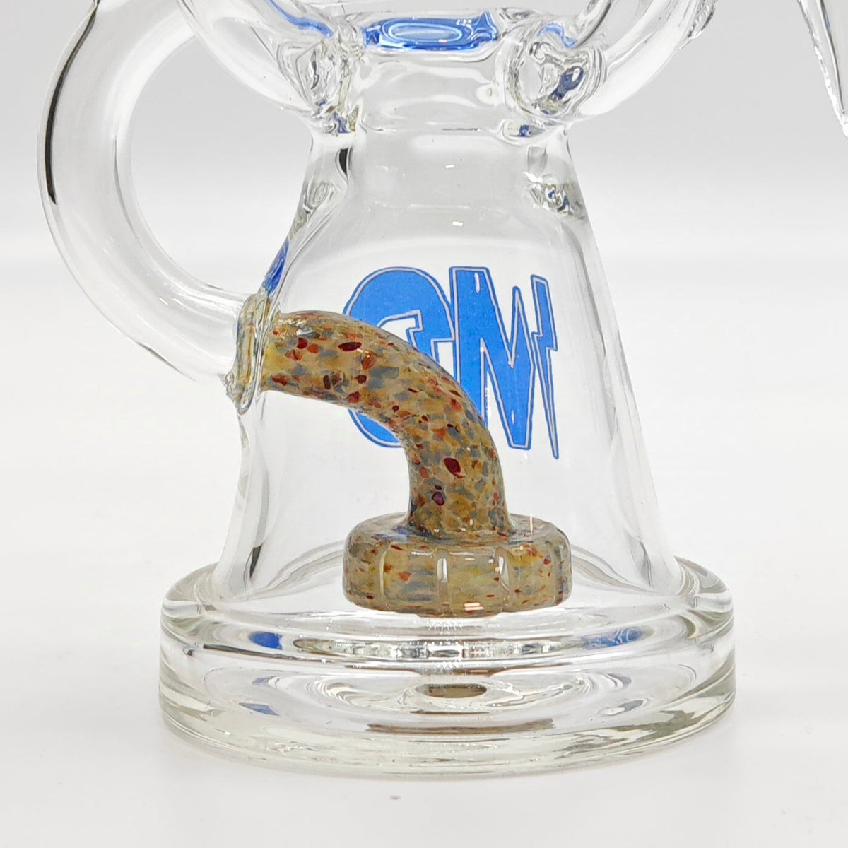 Glass base of the 8 Inch Recycler Bong With Showerhead Perc from WIGWAG glass