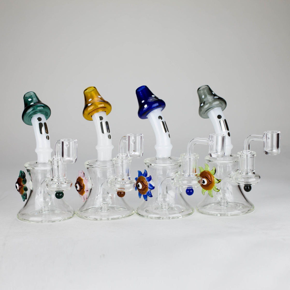 Four Mushroom Dab Rigs With Diffuser from Infyniti Glass