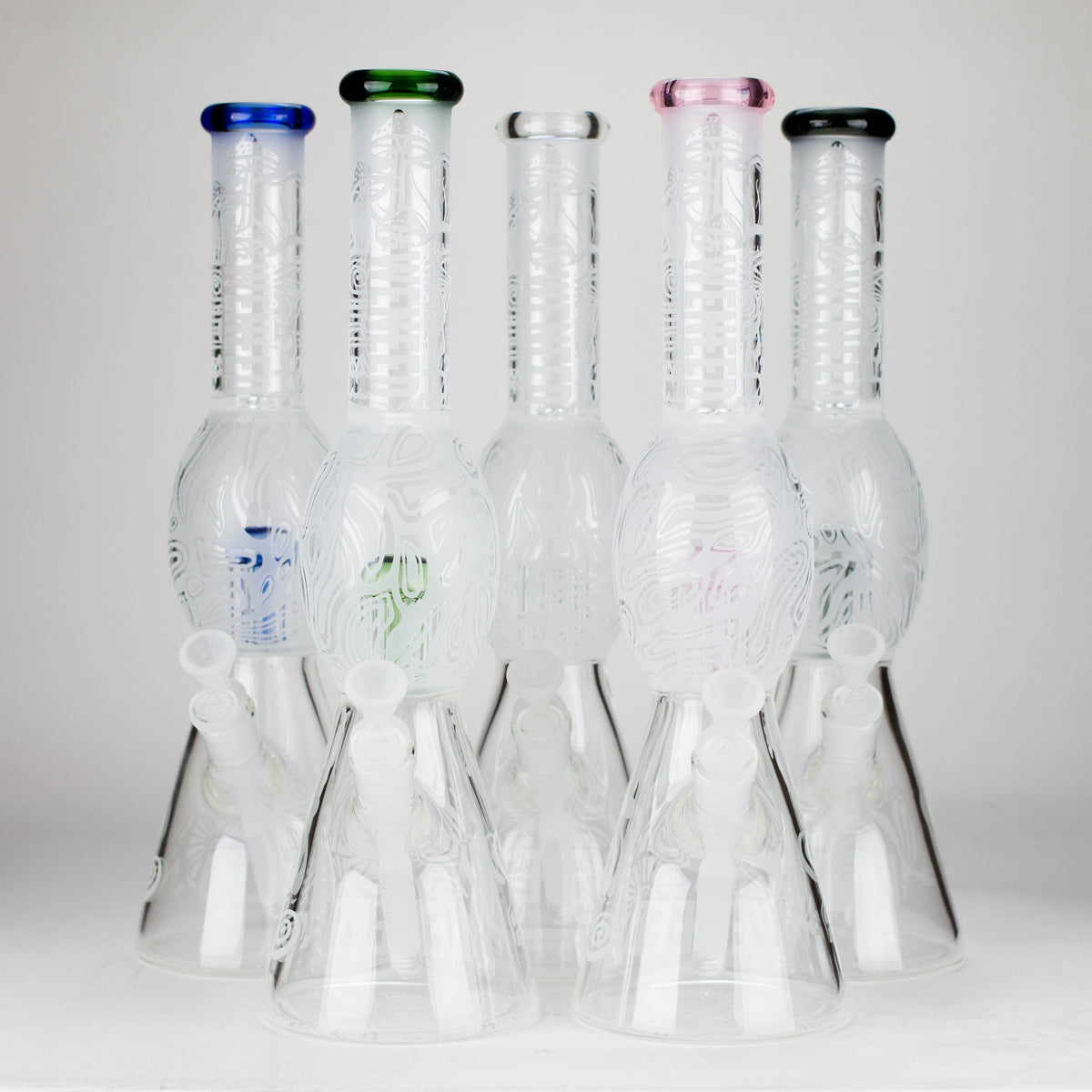 Five 16 Inch Mushroom Forest Beaker Bongs from WENEED Glass