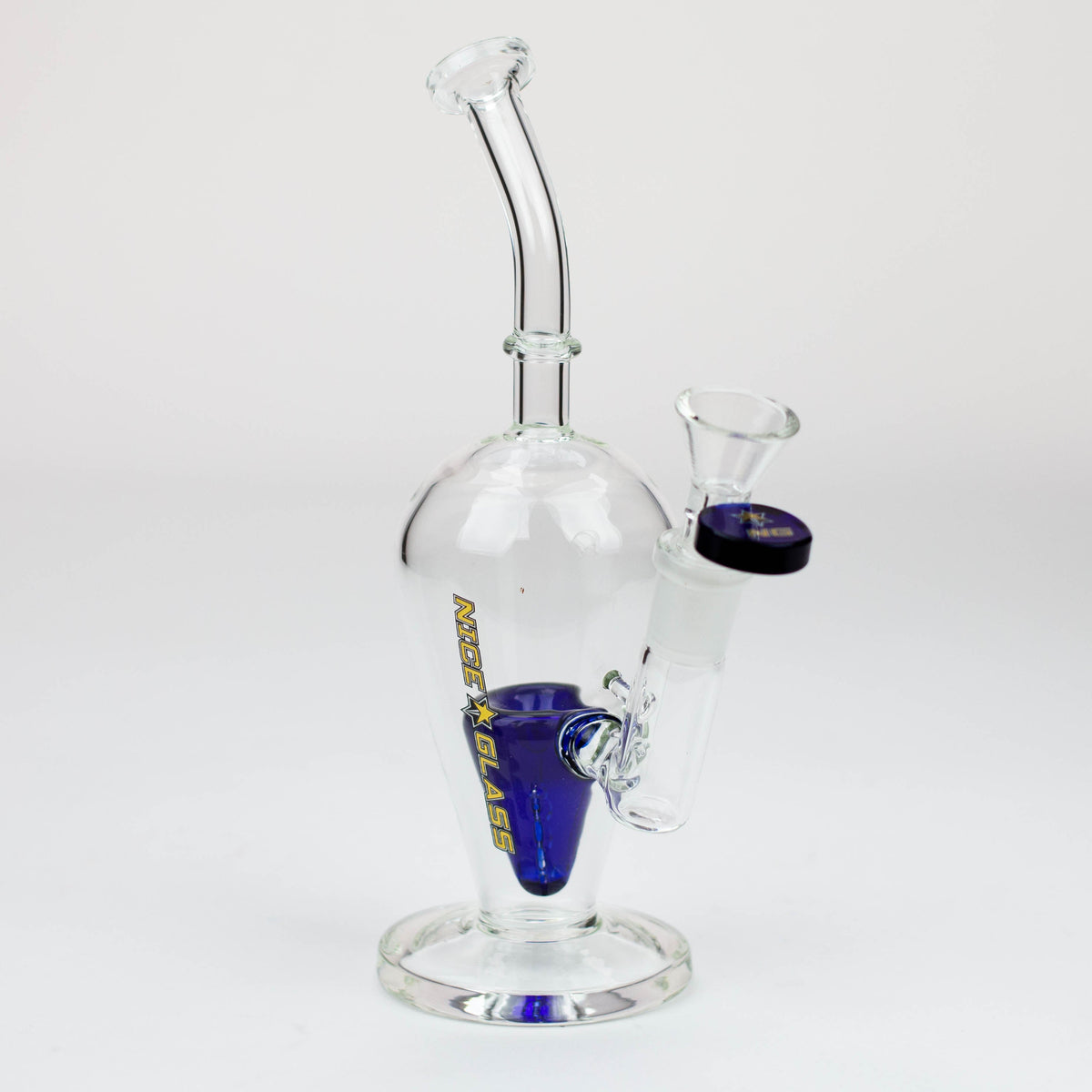 Nice Glass 8 inch Reverse Triangle Cone Perc Bubbler Bong in Blue