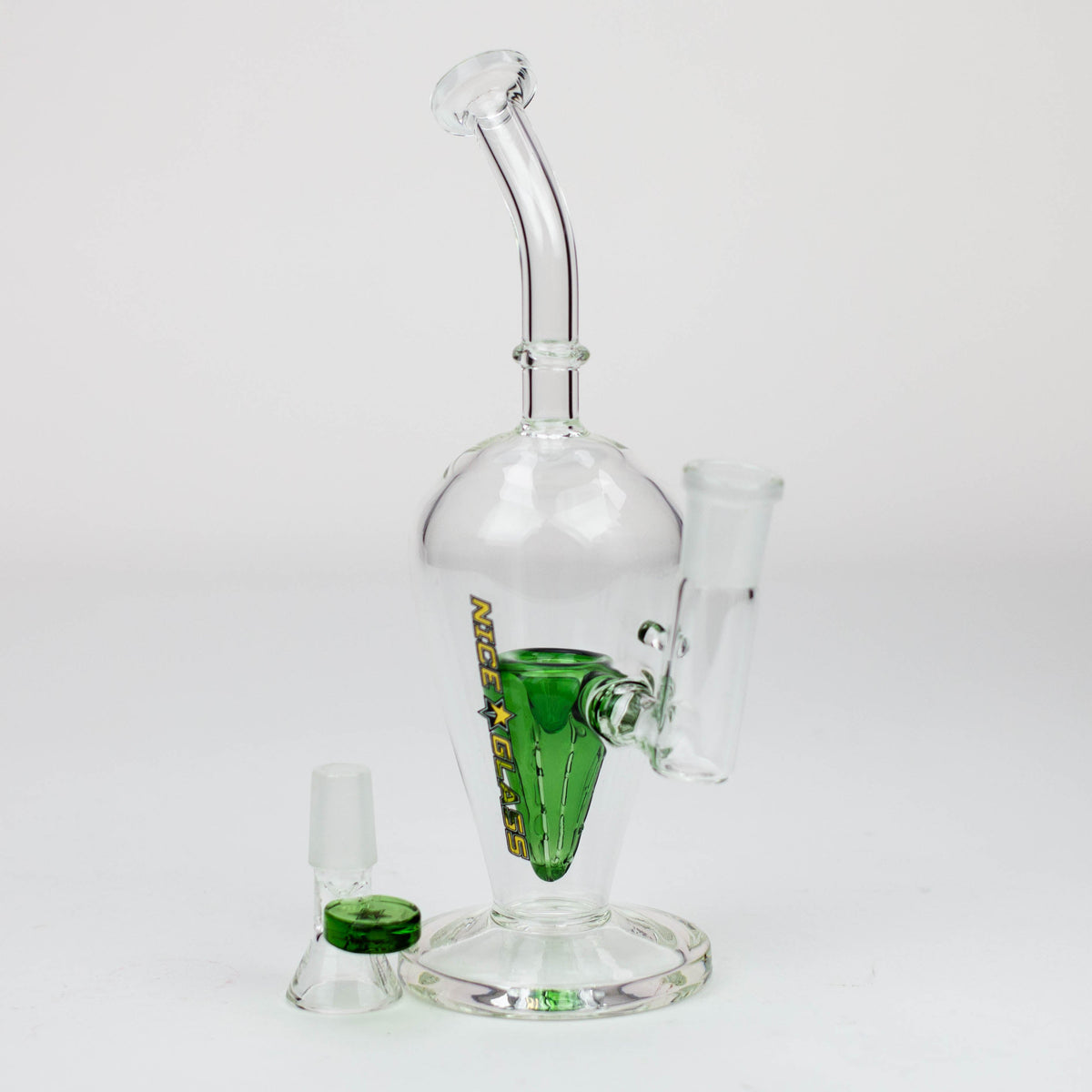 Nice Glass 8 inch Reverse Triangle Cone Perc Bubbler bong with glass bowl piece