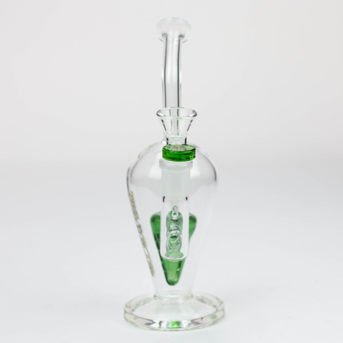 Front View of the Nice Glass 8 inch Reverse Triangle Cone Perc Bubbler