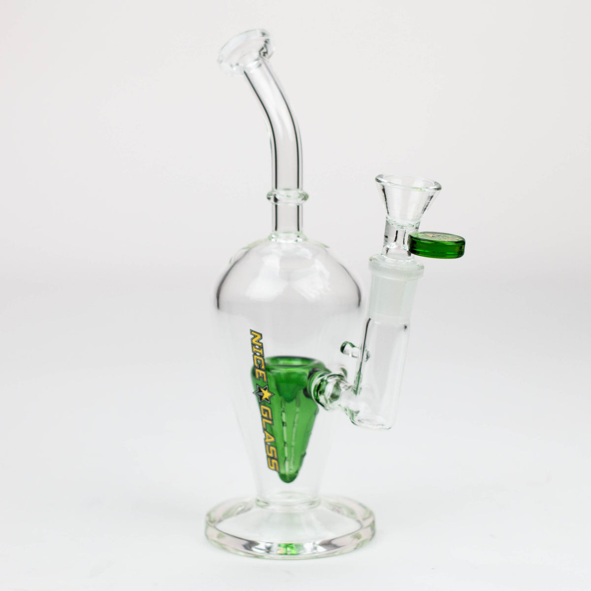 Nice Glass 8 inch Reverse Triangle Cone Perc Bubbler Green