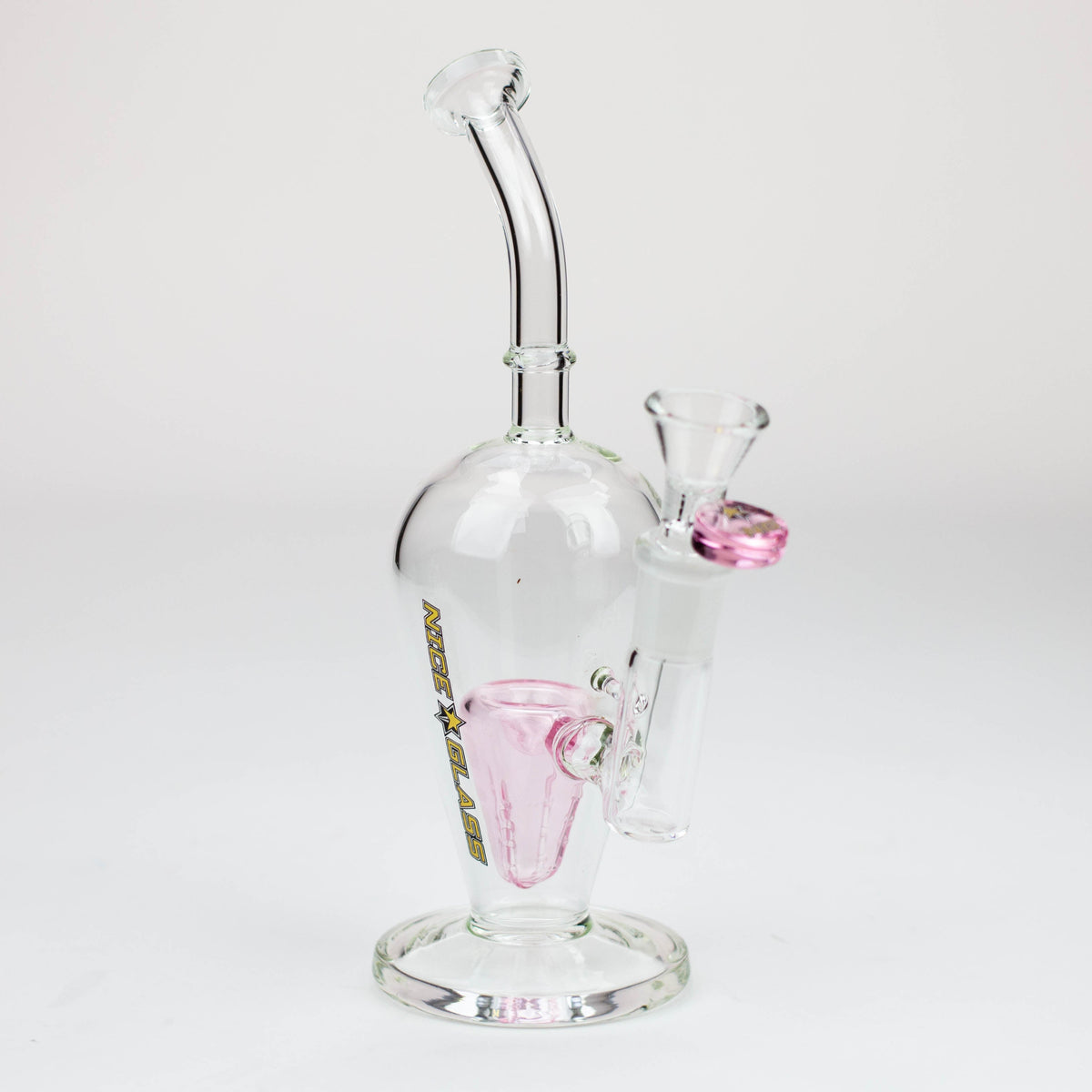 Nice Glass 8 inch Reverse Triangle Cone Perc Bubbler in Pink