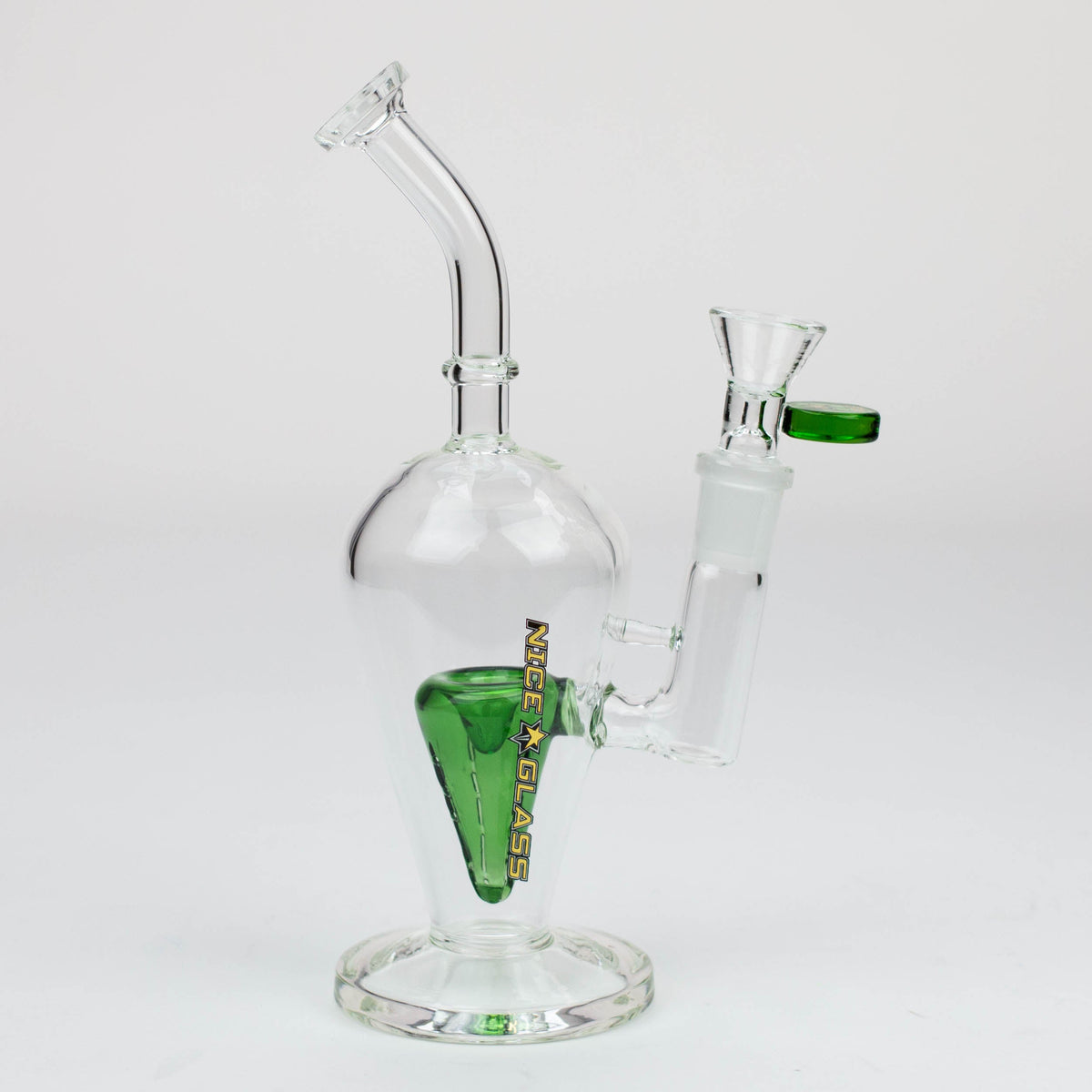 Nice Glass 8 inch Reverse Triangle Cone Perc Green Bubbler Bong