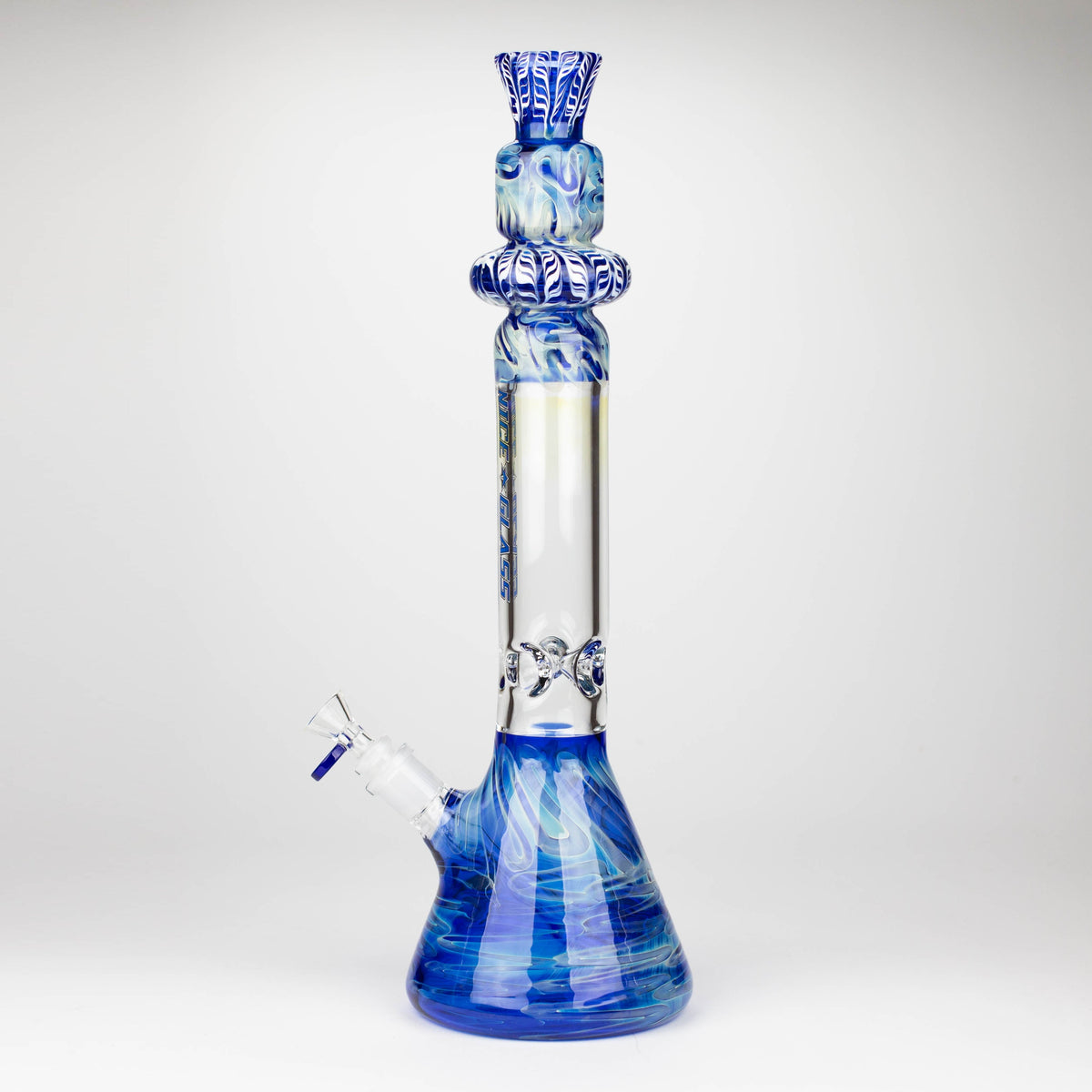 Side View of the Nice Glass 18 inch Fumed Top Blue Glass Bong 