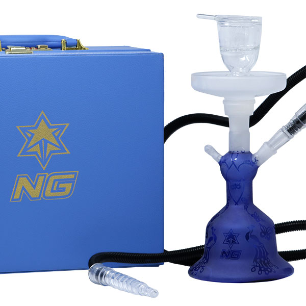 13 Inch Sandblasted Blue Hookah Set from Nice Glass