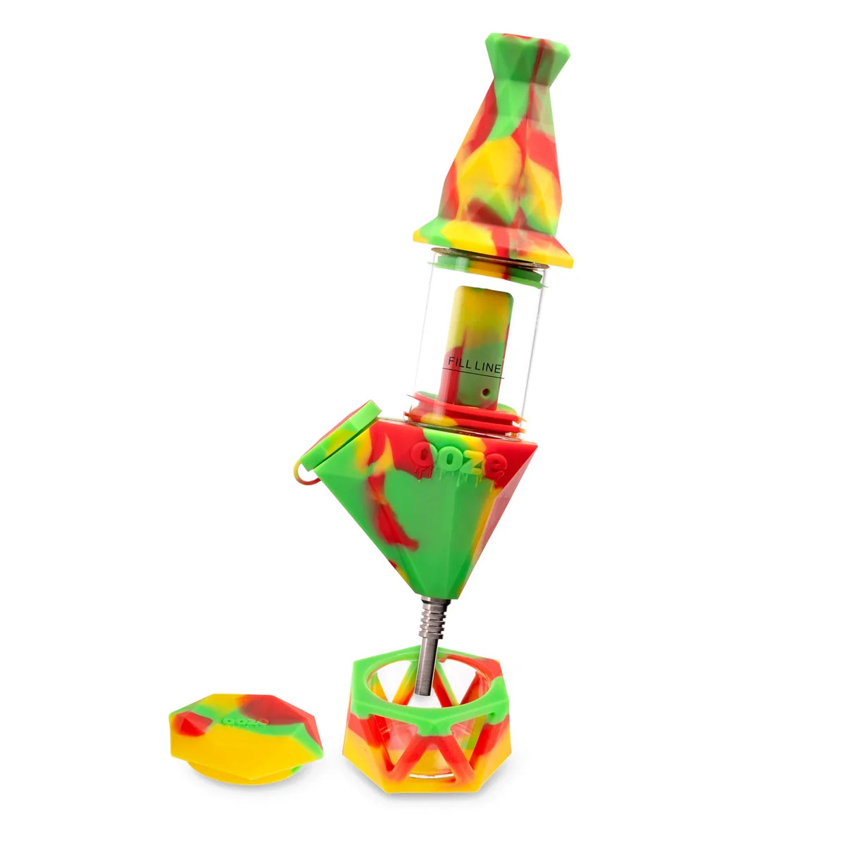 Ooze Bectar Silicone Bubbler & Dab Straw with stash jar