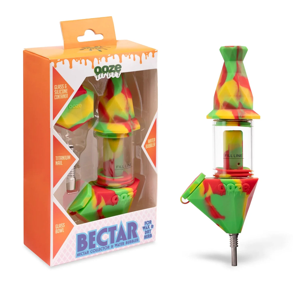 Ooze Bectar Silicone Bubbler & Dab Straw with Packaging