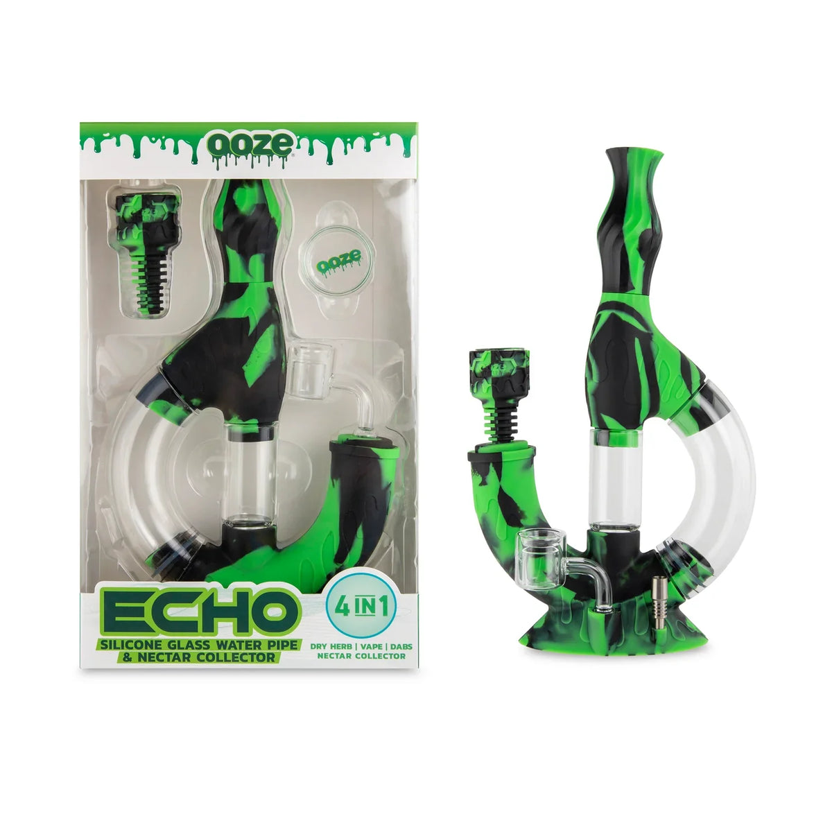 Ooze Echo Silicone Dab Rig Hybrid with Package