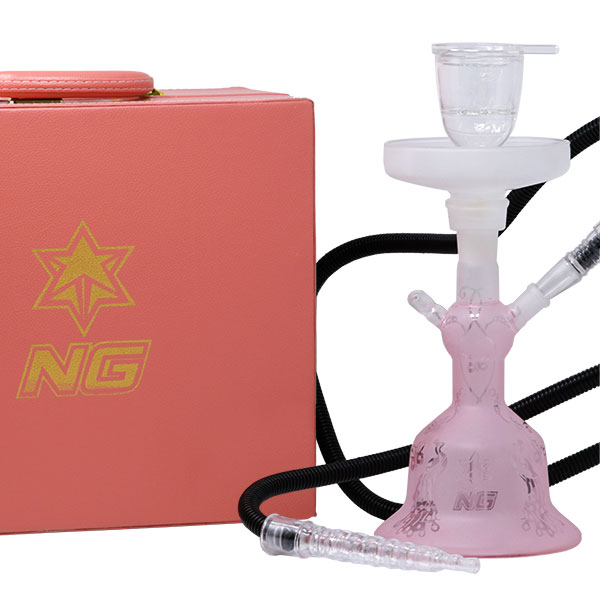 13 Inch Sandblasted Pink Hookah Set from Nice Glass