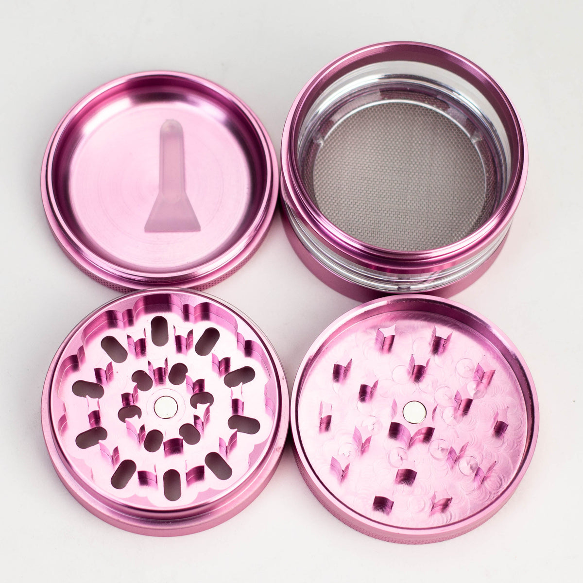 "Don't Panic It's Organic" 4 part Large Metal Pink Weed Grinder