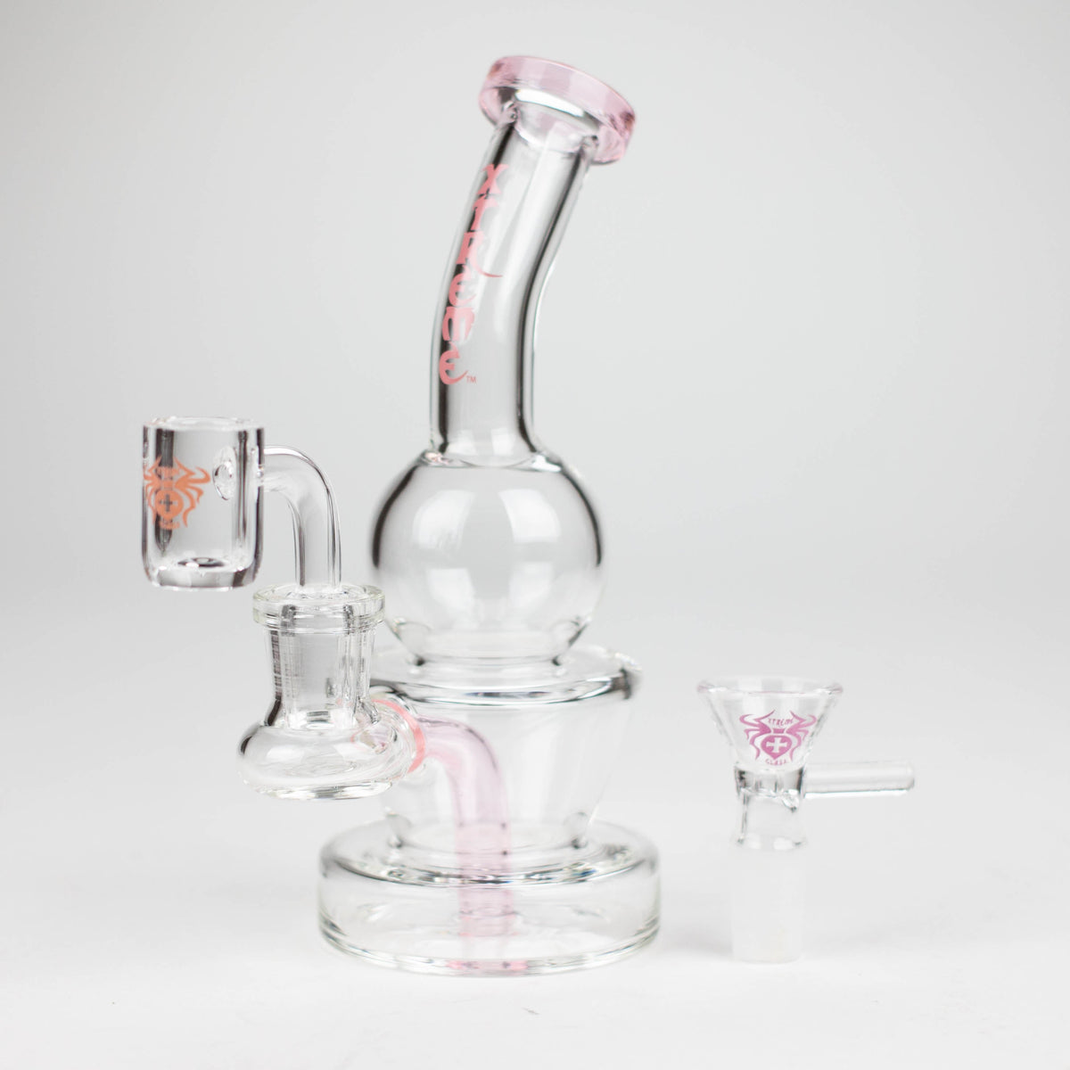 Pink 7 Inch Mini Dab Rig Hybrid by XTREME Glass