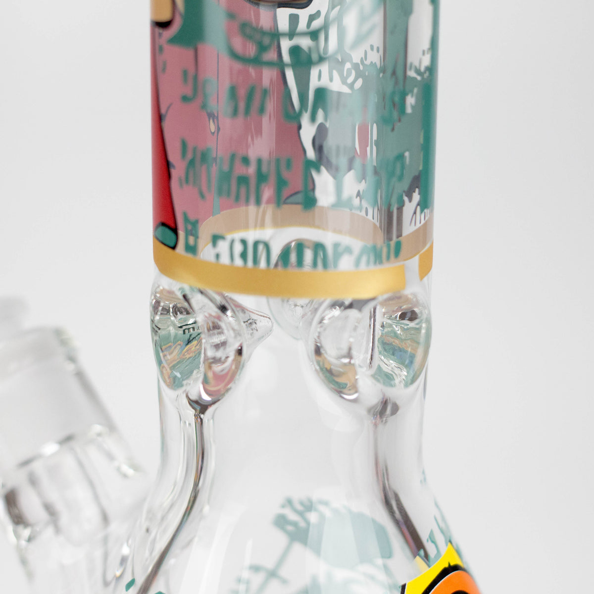 Close-up of the three ice pinches below the printed neck on the 9mm pop culture beaker