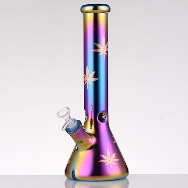 14 Inch Glazed Rainbow Beaker Bong