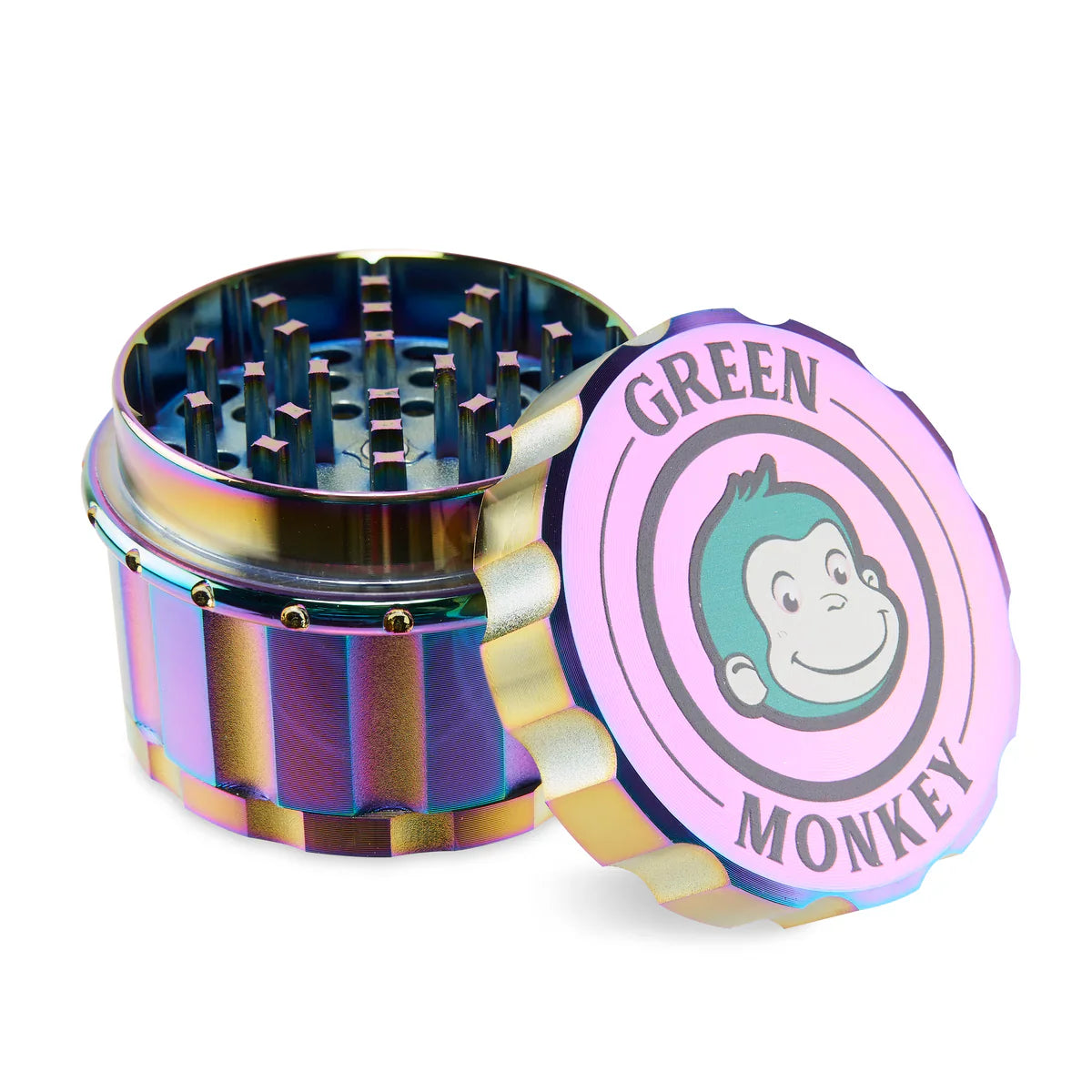 63MM Rainbow Gunmetal Herb Grinder from Green Monkey